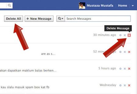 آموزش حذف پیام های فیس بوک با یک کلیک 