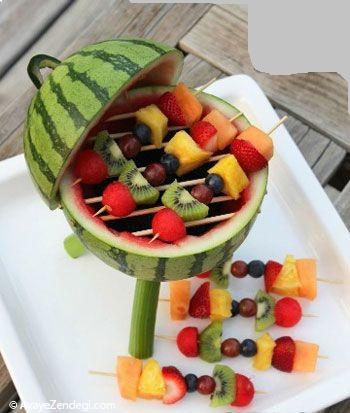 کباب پزی با میوه های رنگارنگ و خوشمزه