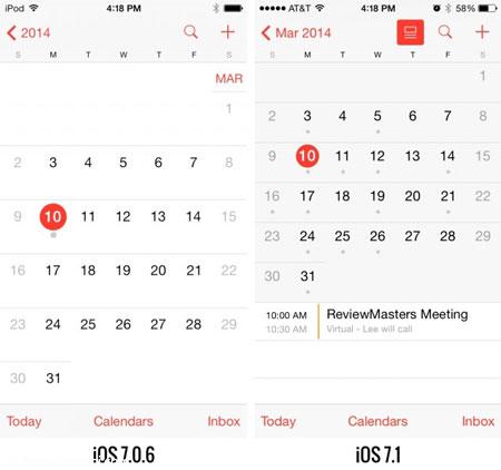 تفاوت iOS 7.1 را با 7.0.6 iOS مشاهده کنید 