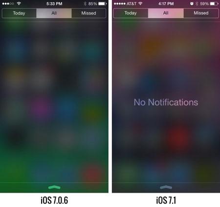 تفاوت iOS 7.1 را با 7.0.6 iOS مشاهده کنید 