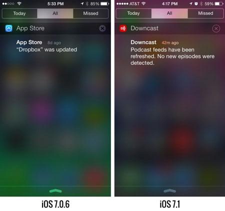 تفاوت iOS 7.1 را با 7.0.6 iOS مشاهده کنید 