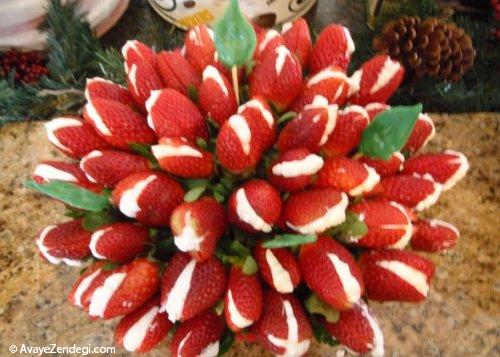 درست کردن گل با توت‌فرنگی