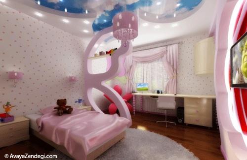 اتاق دخترانه با رنگ های صورتی و بنفش!