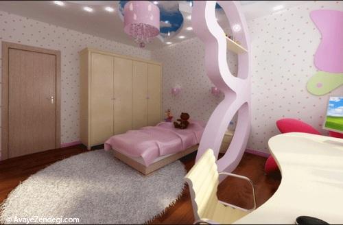 اتاق دخترانه با رنگ های صورتی و بنفش!